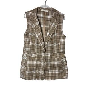 Potter's Pot Plaid Sleeveless Blazer Vest Sz M Preppy Academia